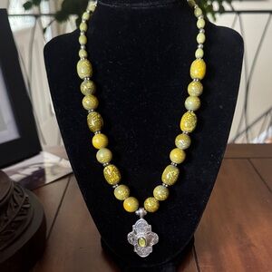 Hematite Beaded Necklace with Sterling Silver Pendant